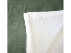 Sweeek Manta en borreguito y gasa de algodón, 130cm verde kaki Caqui Sale
