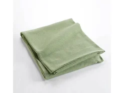 Douceur d'intérieur Manta lisa de algodón y poliéster "Lucile" 180x220 cm salvia, ligera y suave, con dobladillo, fabricación india Verde Online