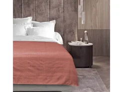 Douceur d'intérieur Ropa De Casa-Manta lisa "Lucile" 180x220 cm en algodón-poliéster suave y resistente Rosa