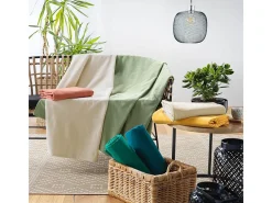 Douceur d'intérieur Manta Lucile Amarilla 220x240 cm en Polycotón Suave y Resistente - Lavable a Mano Amarillo Best