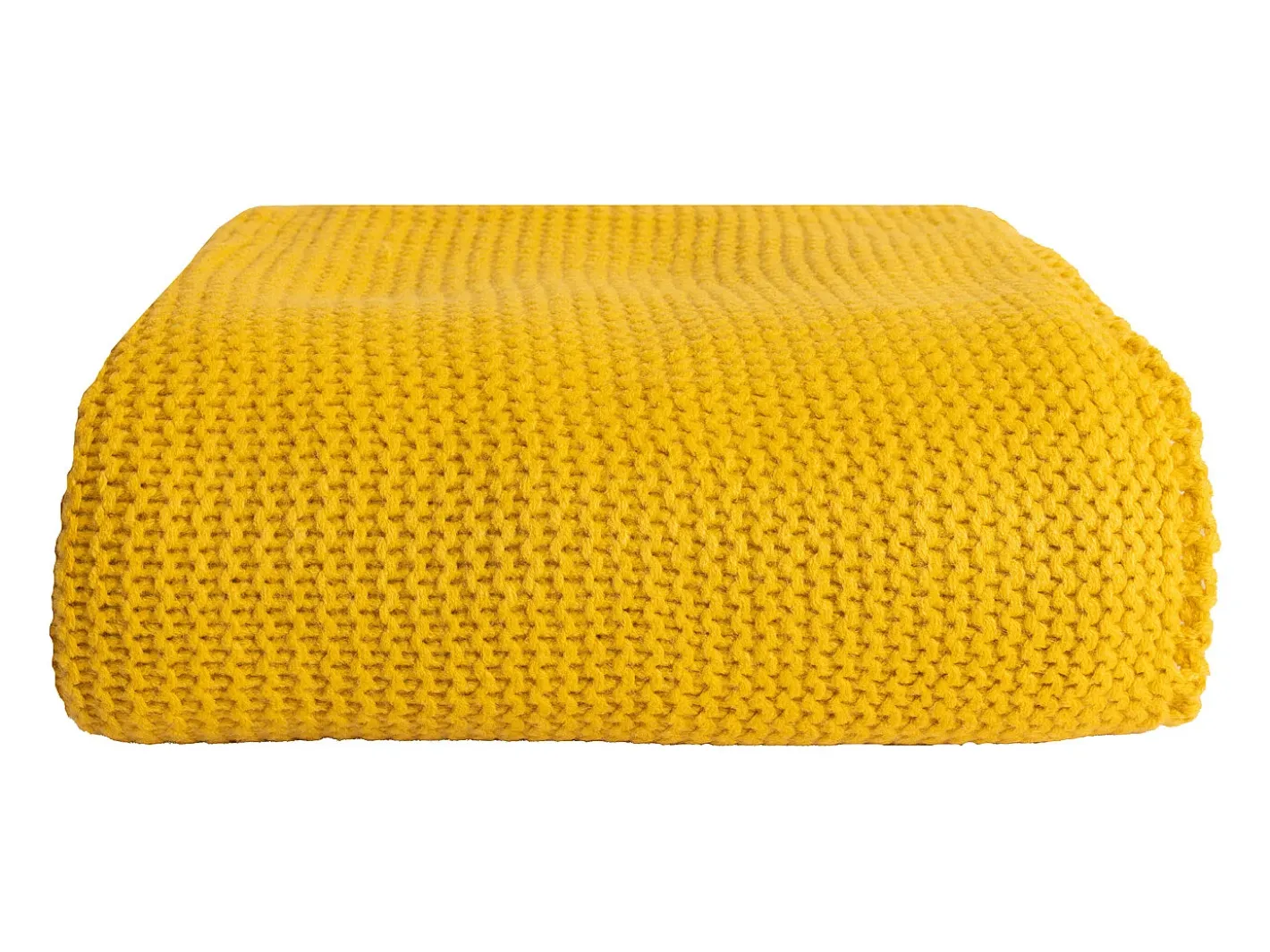 Sale Manta plaid amarilla relieve con borlas 130x170cm TRICOT - SACASA Amarillo