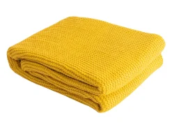 Sale Manta plaid amarilla relieve con borlas 130x170cm TRICOT - SACASA Amarillo