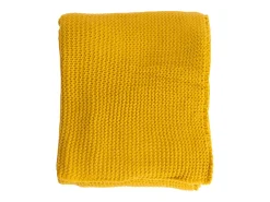 Sale Manta plaid amarilla relieve con borlas 130x170cm TRICOT - SACASA Amarillo
