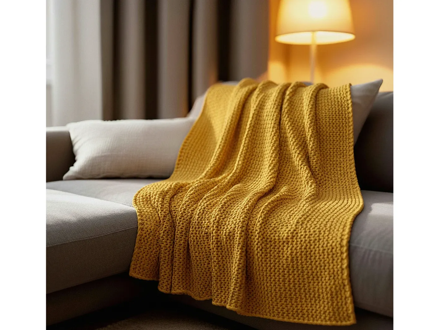 Sale Manta plaid amarilla relieve con borlas 130x170cm TRICOT - SACASA Amarillo