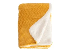 Manta plaid y blanco relieve espiga 180x220cm SHERVALD - SACASA Amarillo Hot