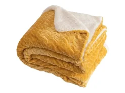 Manta plaid y blanco relieve espiga 180x220cm SHERVALD - SACASA Amarillo Hot
