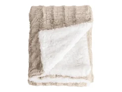 Ropa De Casa-Manta plaid bitono y blanco 130x170cm BERGIL - SACASA Beige