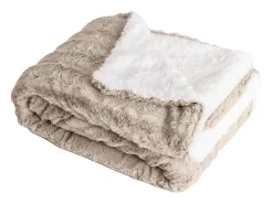 Ropa De Casa-Manta plaid bitono y blanco 130x170cm BERGIL - SACASA Beige