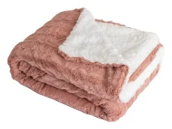 Ropa De Casa-Manta plaid bitono y blanco 180x220cm BERGIL - SACASA Rosa