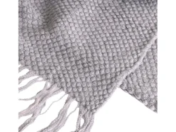 Manta plaid claro texturizado con flecos 130x170cm DENARLA - SACASA Gris Online