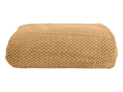 Ropa De Casa-Manta plaid marrón tostado texturizado y con flecos 130x170cm DENARLA - SACASA Marru00f3n