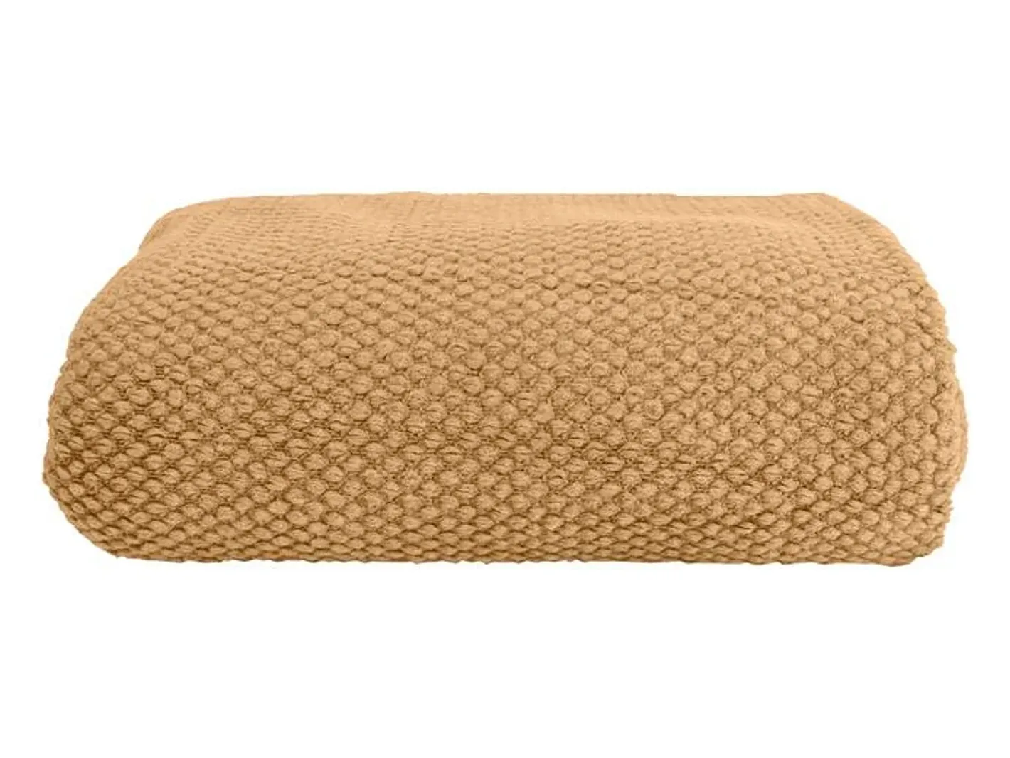 Ropa De Casa-Manta plaid marrón tostado texturizado y con flecos 130x170cm DENARLA - SACASA Marru00f3n