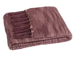 Ropa De Casa-Manta plaid morado ciruela con flecos 130x170cm ANEVIK - SACASA Rosa