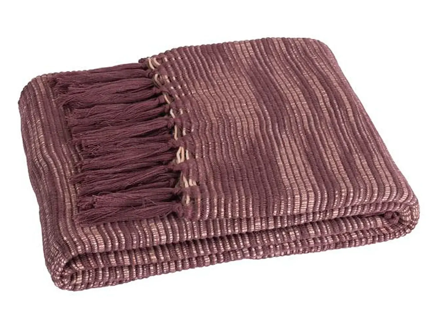 Ropa De Casa-Manta plaid morado ciruela con flecos 130x170cm ANEVIK - SACASA Rosa