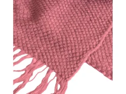 Manta plaid frambuesa texturizado y con flecos 130x170cm DENARLA - SACASA Rosa Outlet