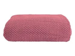 Manta plaid frambuesa texturizado con flecos 180x220cm DENARLA - SACASA Rosa Discount