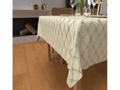 Soleil d'ocre Mantel festivo cuadrado antimanchas de puro algodón 180x180 cm plata CELESTE, por Beige Clearance
