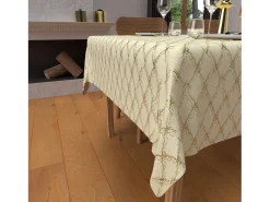 Soleil d'ocre Mantel festivo rectangular antimanchas de puro algodón 160x300 cm oro CELESTE, por Beige