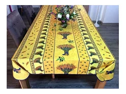 Promo Linge Mantelería-Mantel rectangular de tela Ramo de trigo azul 240 x 150 cm Amarillo