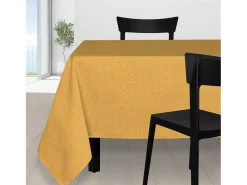 Soleil d'ocre Mantelería-Mantel rectangular 140X300 cm Peacock curry, de Amarillo