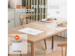 Mantelería-Mantel SucceBuy Protección de Mesa en PVC, 76 X 152 CM, Manguito en Plástico , 0.15CM de Grosor Transparente