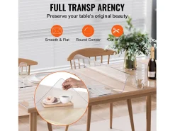 Mantel SucceBuy Protección de Mesa en PVC, 61 X 122 CM, Manguito en Plástico , 0.2CM de Grosor Transparente Sale