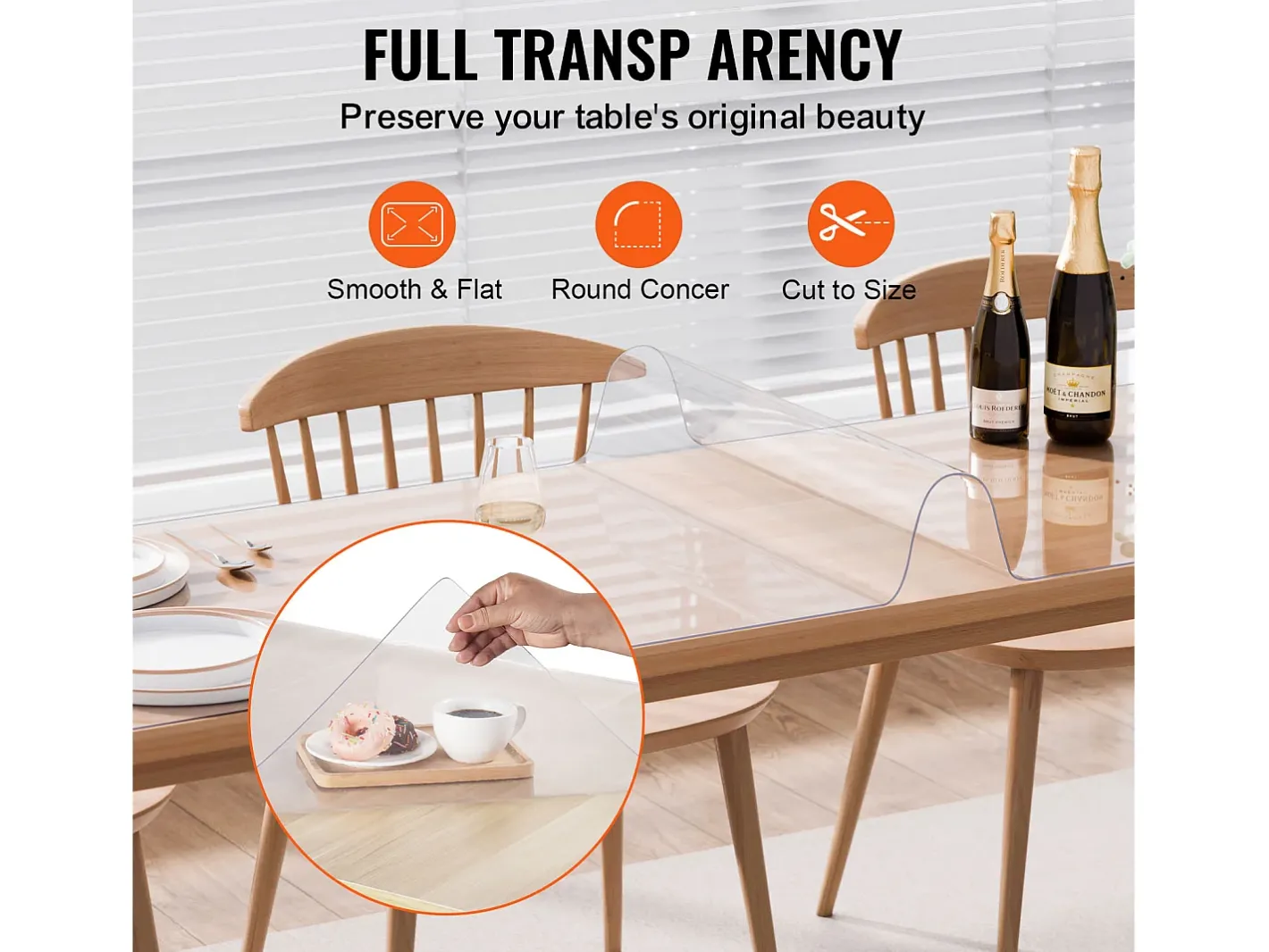 Best Mantel SucceBuy Protector de Mesa de PVC de 61 x 243 cm, Tapete de Escritorio de Plástico , 1.5 mm de Grosor Transparente