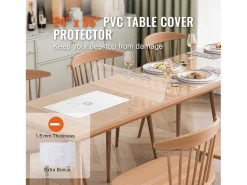 Best Mantel SucceBuy Protector de Mesa de PVC de 61 x 243 cm, Tapete de Escritorio de Plástico , 1.5 mm de Grosor Transparente
