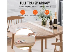 Outlet Mantel SucceBuy Protector de Mesa de PVC, Cubierta de Escritorio Redonda de Plástico de 121.92 cm, 2.0 mm de Grosor Transparente