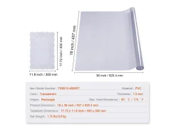 Mantelería-Mantel SucceBuy Protector de Mesa de PVC de 46 x 91 cm, Cubierta de Pl谩stico para Escritorio, 1,5 mm de Grosor Transparente