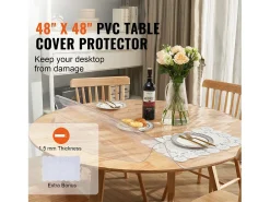 Discount Mantel SucceBuy Protector de Mesa de PVC, Cubierta de Escritorio Redonda de Plástico de 123 cm, 1.5 mm de Grosor Transparente
