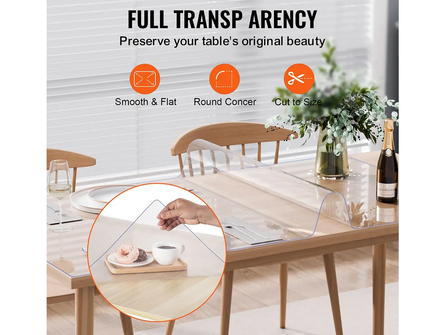 Sale Mantel SucceBuy Protector de Mesa de PVC de 101.6 x 203.2 cm, Cubierta de Escritorio , 2.0 mm de Grosor Transparente