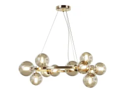 Clearance Maytoni Dallas Lámpara de Techo Colgante Moderna de 1 Globo Dorada, Pantalla Coñac, G9 Dorado