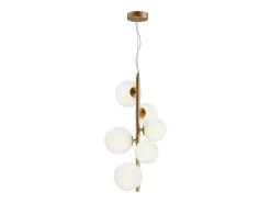 Hot Maytoni Dallas Moderna lámpara de techo colgante de globo de 6 luces dorada, pantalla blanca mate, G9 Dorado