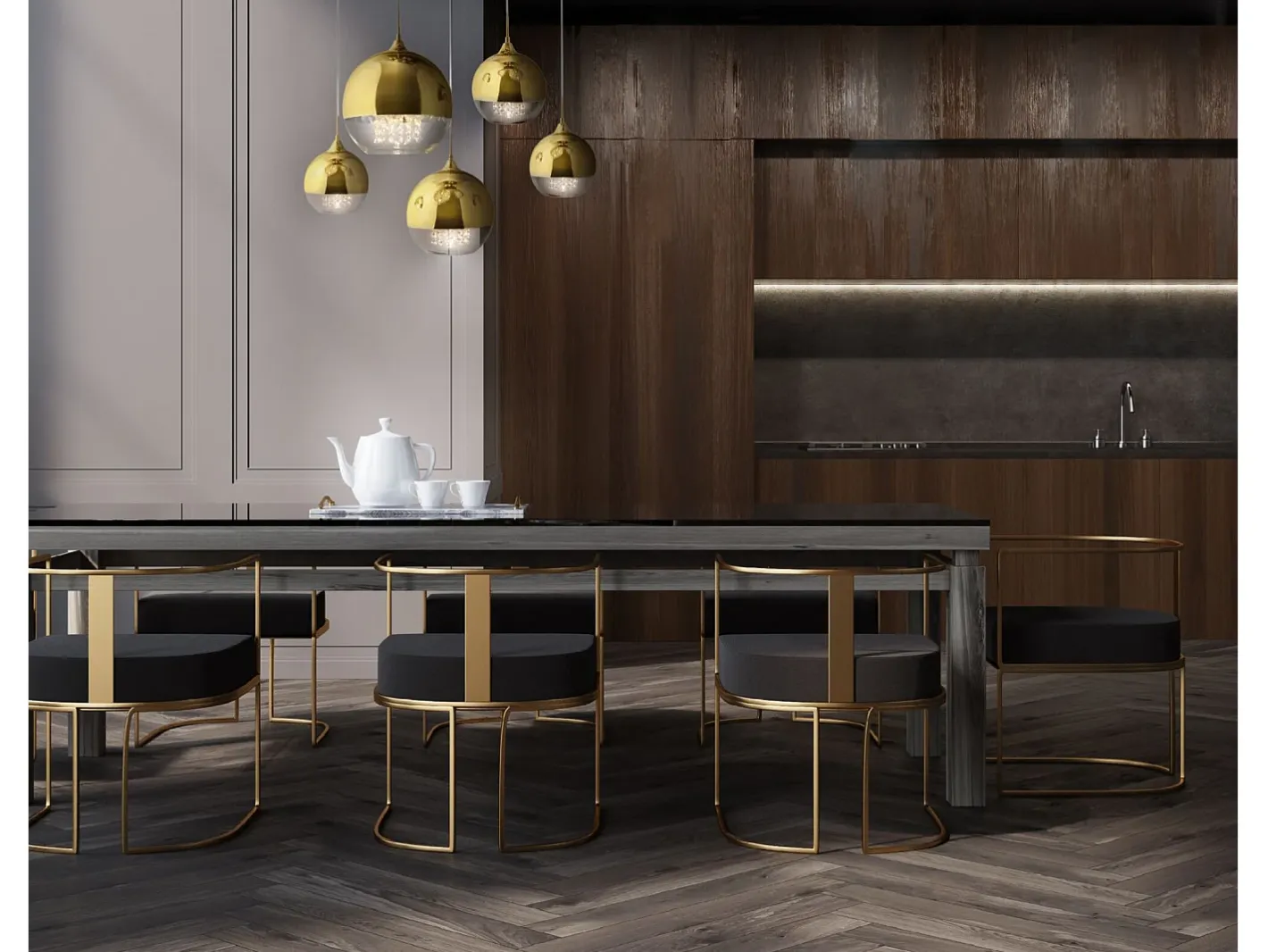 Maytoni Lámpara Suspendida-Fermi Moderna lámpara de techo colgante Fermi de 5 luces en racimo Dorado