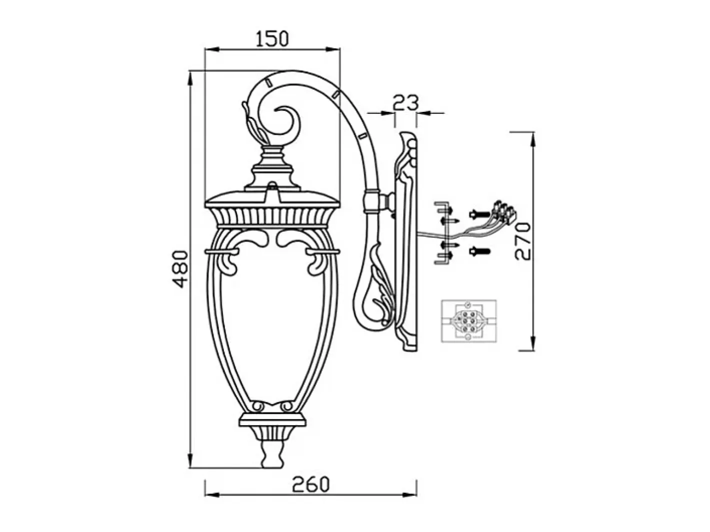 Maytoni Fleur Farol de Pared Exterior Antiguo, IP44 Bronce Clearance