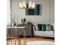 Maytoni Lámpara Suspendida-Fortano Moderna lámpara de araña de latón de 8 luces Fortano con pantalla de cristal Camel