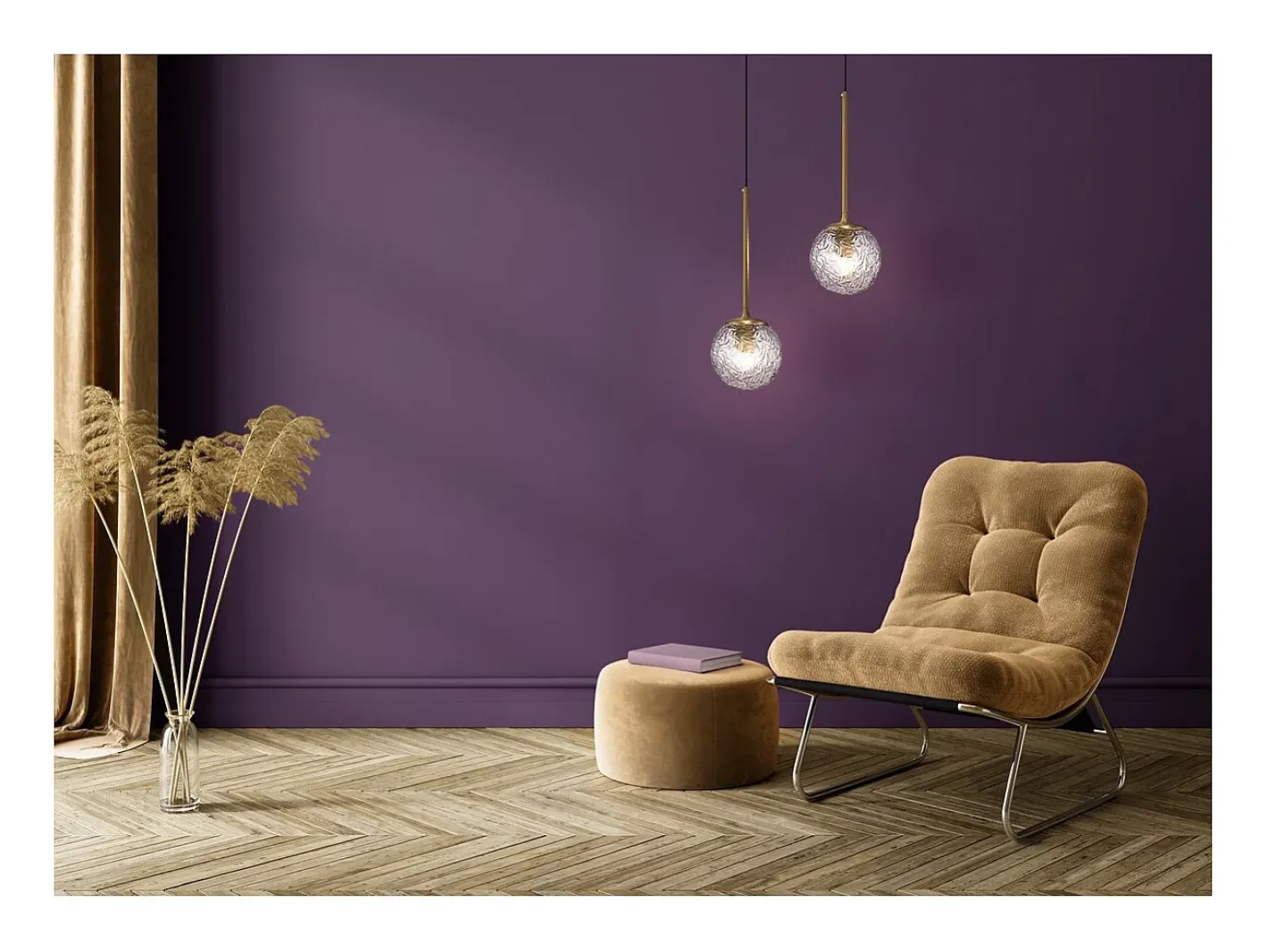 Maytoni Ligero Plafón colgante Globe moderno Latón E27 Camel