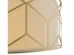 Maytoni Lámpara Suspendida-Messina Classic Messina - Lámpara de techo colgante de 4 luces dorada con pantalla de tela Dorado