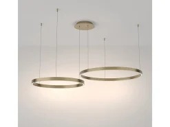 Outlet Maytoni Rim Lámpara de techo colgante circular de 2 niveles de latón LED integrado con borde moderno Camel