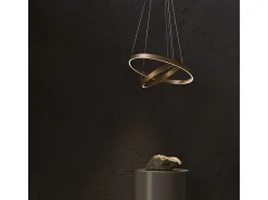 Outlet Maytoni Rim Lámpara de techo colgante circular de 2 niveles de latón LED integrado con borde moderno Camel