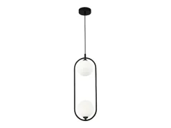 Maytoni Lámpara Suspendida-Ring Modern Ring 2 Light Lámpara de techo colgante negra Pantalla de vidrio Negro