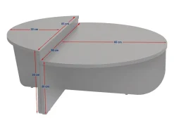 Concept-Usine Lámpara Suspendida-Mesa de centro redonda modular de nogal y blanco de 90 cm - AGNES Negro