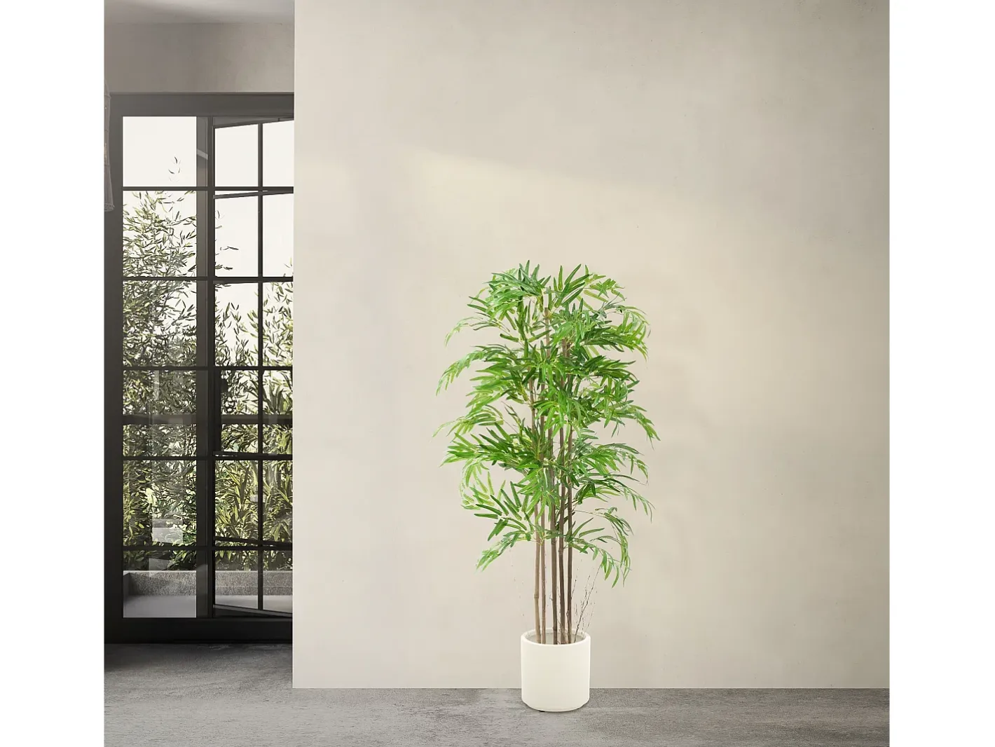 ML-DESIGN Planta Artificial-Bambú artificial 150 cm, Planta artificial grande, Planta artificial con tallo de madera auténtica Verde