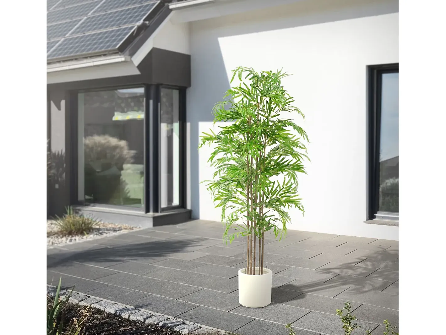 ML-DESIGN Bambú artificial 180 cm, Planta artificial grande, Planta artificial con tallo de madera auténtica Verde