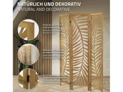 ML-DESIGN Biombo divisorio de 3 paneles modelo Fukuoka de madera natural 170 x 121 cm, separador de ambientes plegable japonés, pantalla de privacidad Marru00f3n Clearance