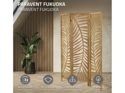 ML-DESIGN Biombo divisorio de 3 paneles modelo Fukuoka de madera natural 170 x 121 cm, separador de ambientes plegable japonés, pantalla de privacidad Marru00f3n Clearance