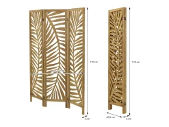 ML-DESIGN Biombo divisorio de 3 paneles modelo Fukuoka de madera natural 170 x 121 cm, separador de ambientes plegable japonés, pantalla de privacidad Marru00f3n Clearance