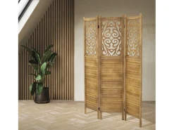 ML-DESIGN Biombo-Biombo divisorio de 3 paneles modelo tokio de madera natural 170 x 121 cm, separador de ambientes plegable japonés, pantalla de privacidad Marru00f3n