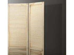 ML-DESIGN Biombo divisorio de 3 paneles modelo Osaka de madera natural 170 x 121 cm, separador de ambientes plegable japonés, pantalla de privacidad Beige